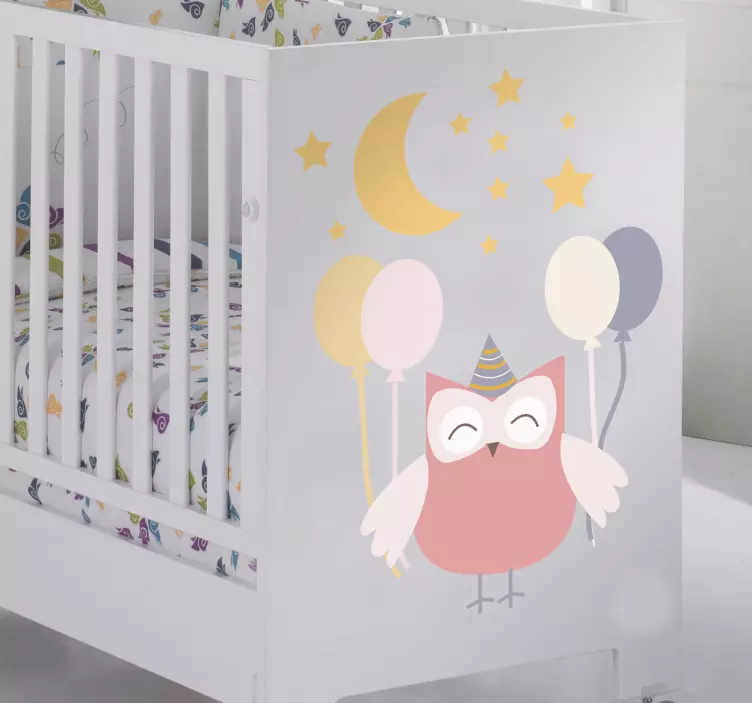 Sticker kinderen feestende uil - TenStickers