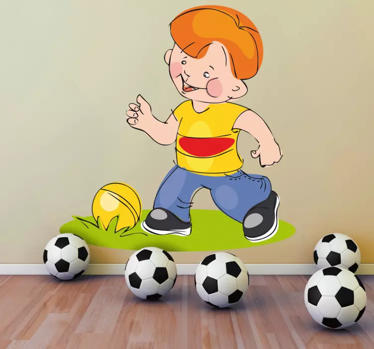 Sticker kinderen jongen speelt voetbal - TenStickers