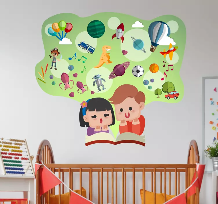 Sticker kinderen lezen boeken - TenStickers