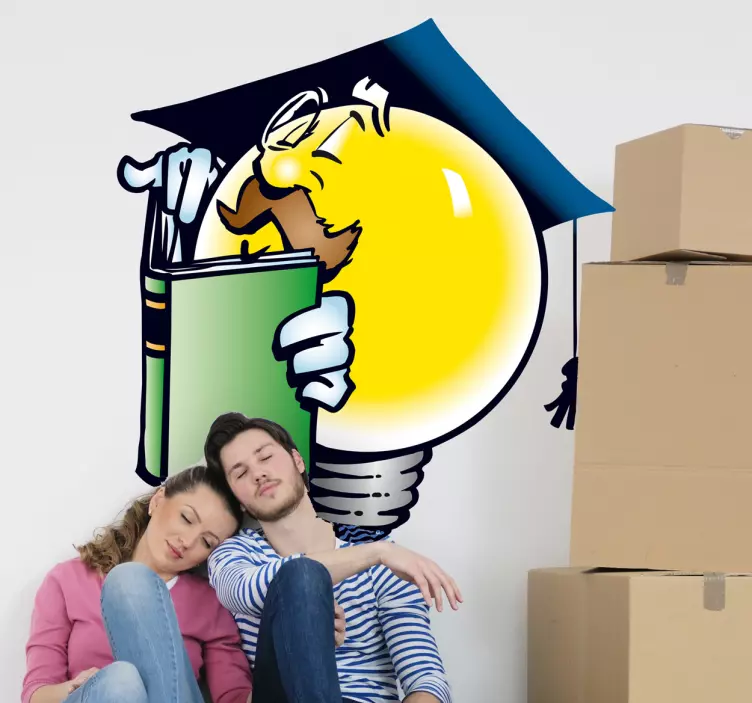 Sticker kinderen lezende gloeilamp - TenStickers