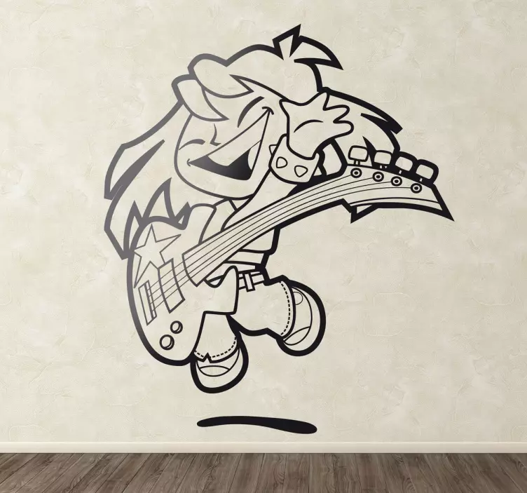 Sticker kinderen vrolijk meisje gitaar - TenStickers