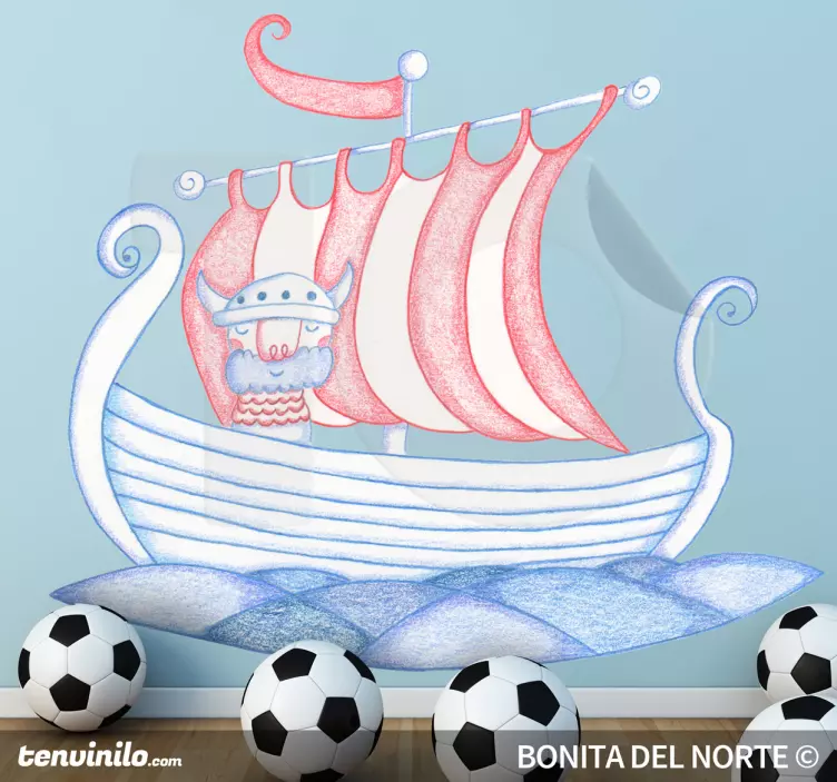 Sticker kinderkamer boot vikingen - TenStickers