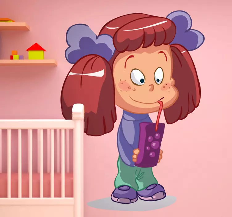 Sticker kinderkamer meisje met frisdrankje - TenStickers