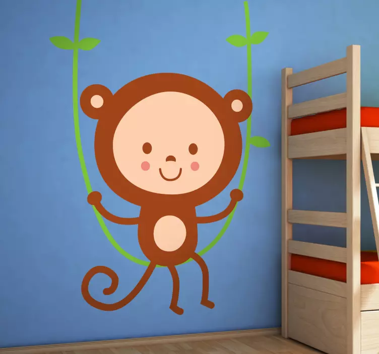 Sticker kinderkamer schommelen aap - TenStickers