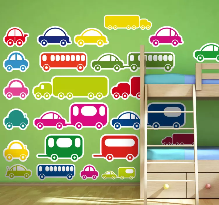 Sticker kinderkamer set voertuigen - TenStickers