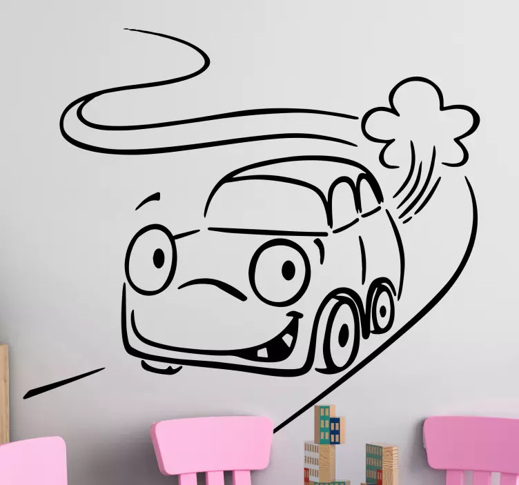 Sticker kinderkamer vrolijke wagen - TenStickers