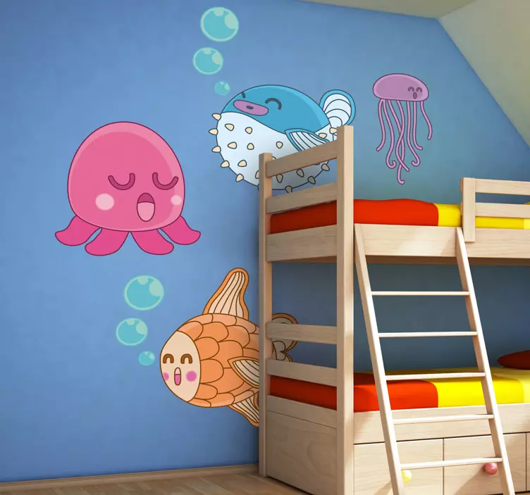 Sticker kinderkamer zeedieren vissen - TenStickers