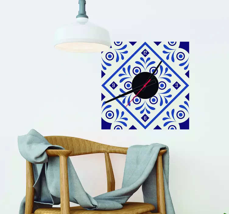 Sticker klok Klok sticker delfts blauw - TenStickers