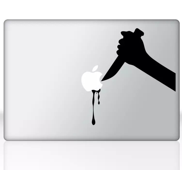 Sticker laptop apple mes snijd in appel - TenStickers