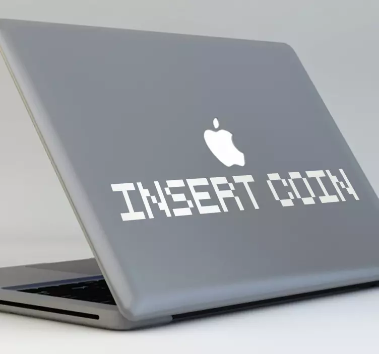 Sticker voor Macbook tekst insert coin - TenStickers