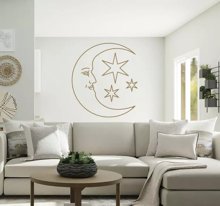 Sticker maan gezicht - TenStickers