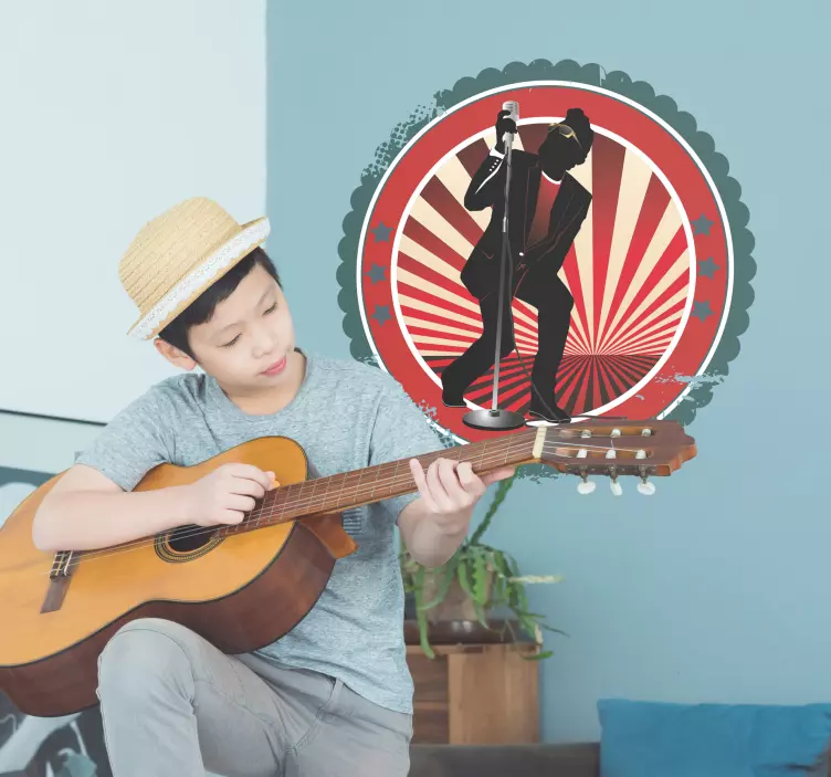 Sticker man silhouette microfoon - TenStickers