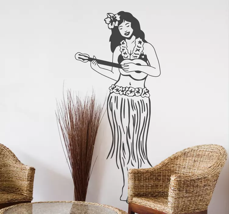 Sticker meisje gitaar vrolijk - TenStickers