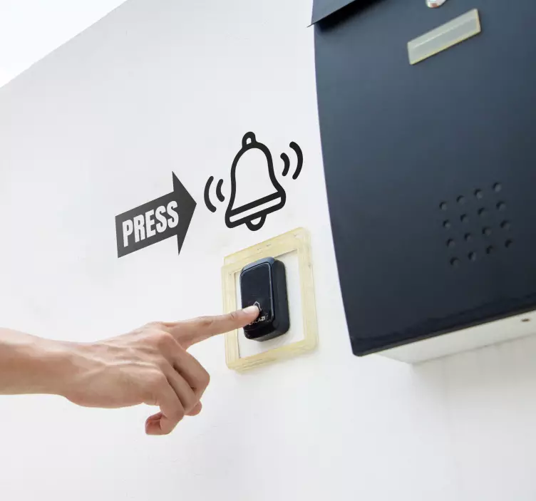 Sticker met bel en aanwijzing 'press' - TenStickers