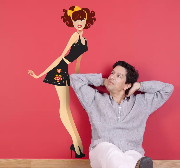 Sticker mooie dame met strik - TenStickers