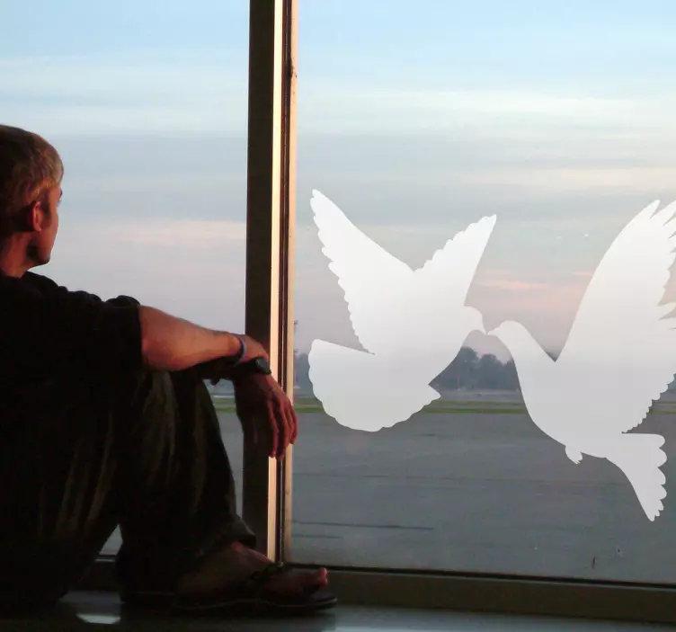 Raamsticker met vogel silhouet duiven paar - TenStickers