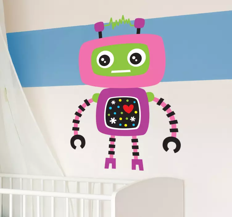 Muursticker robot kind roze - TenStickers
