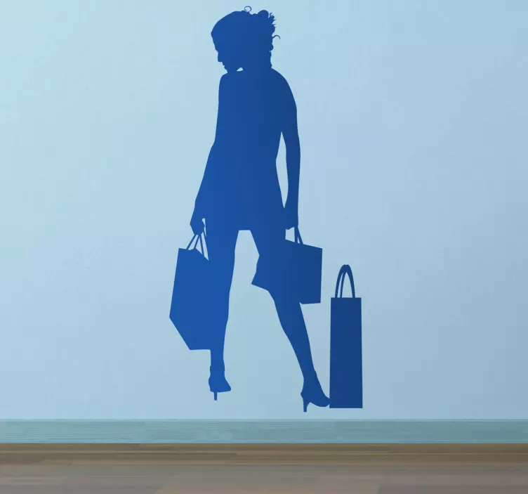 Sticker silhouette dame shoppen - TenStickers