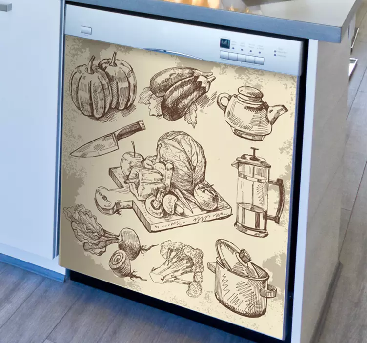 Sticker tekening gastronomische elementen - TenStickers