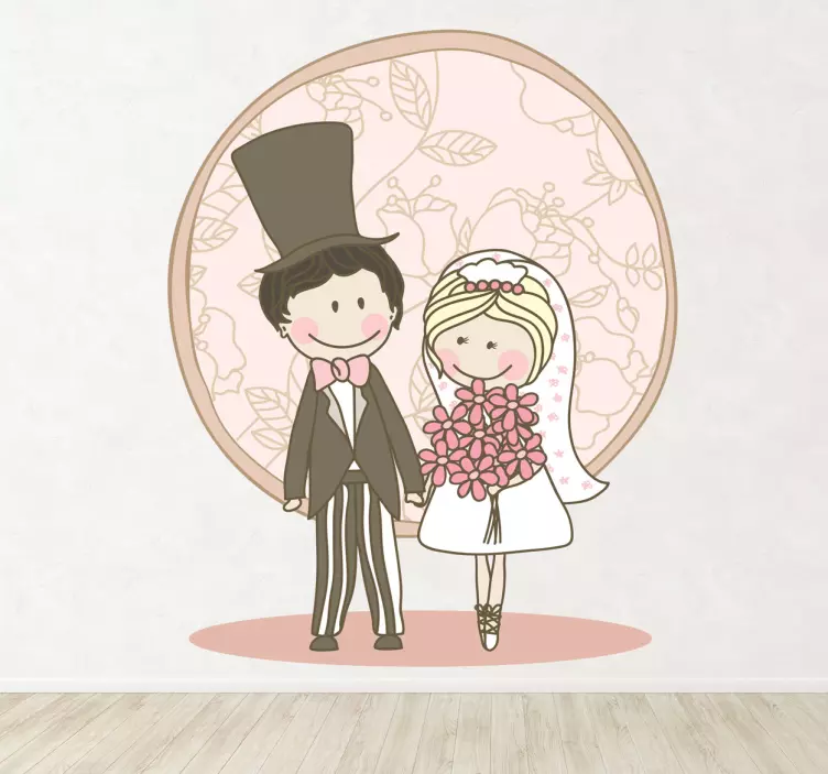 Sticker tekening huwelijk koppel - TenStickers