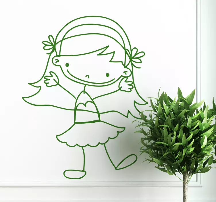 Sticker tekening meisje rokje - TenStickers