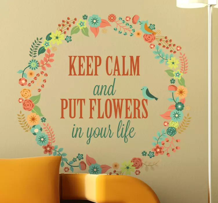 Sticker tekst bloemen motivatie - TenStickers