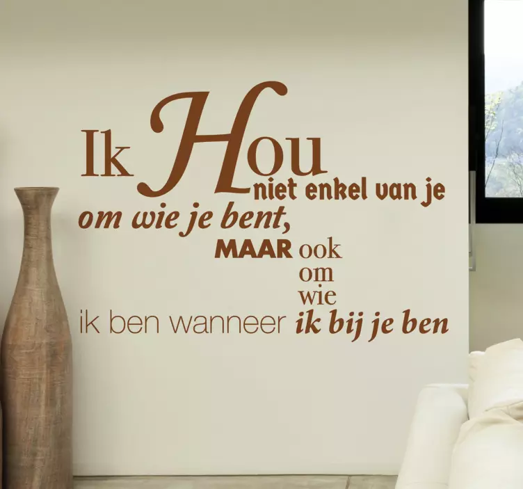 Sticker tekst ik hou van je - TenStickers