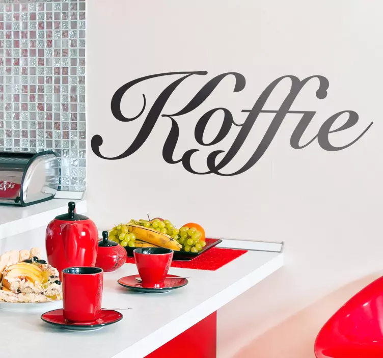 Muursticker keuken mit tekst koffie - TenStickers