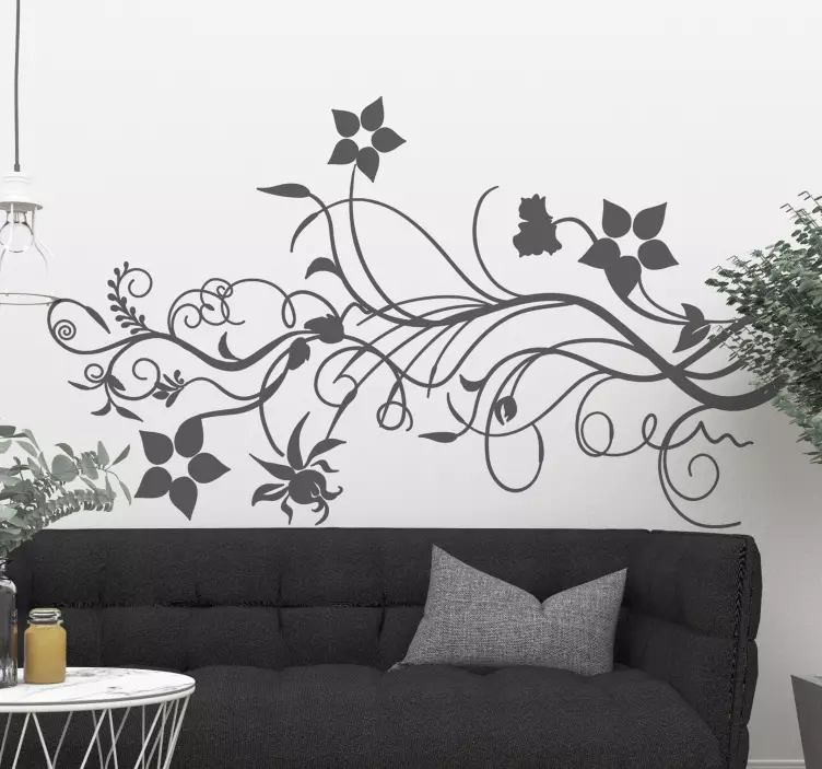 Muursticker woonkamer design bloemen - TenStickers