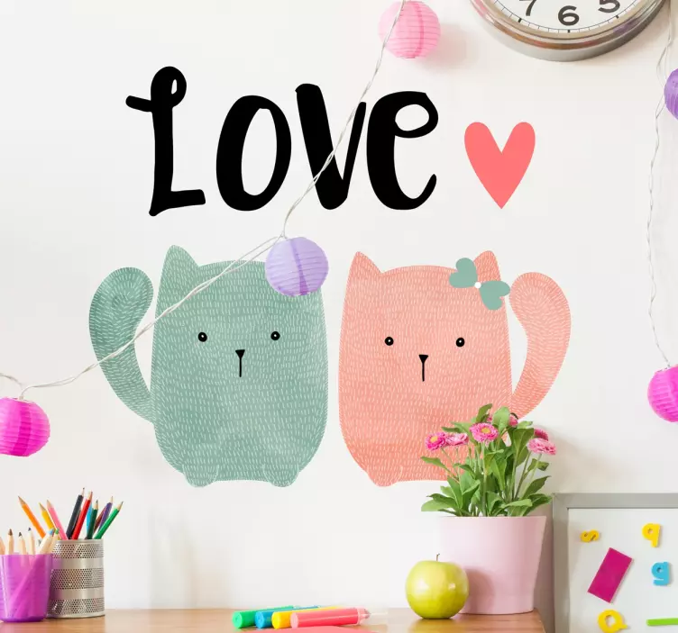 Sticker twee Schattige Katjes In Love - TenStickers
