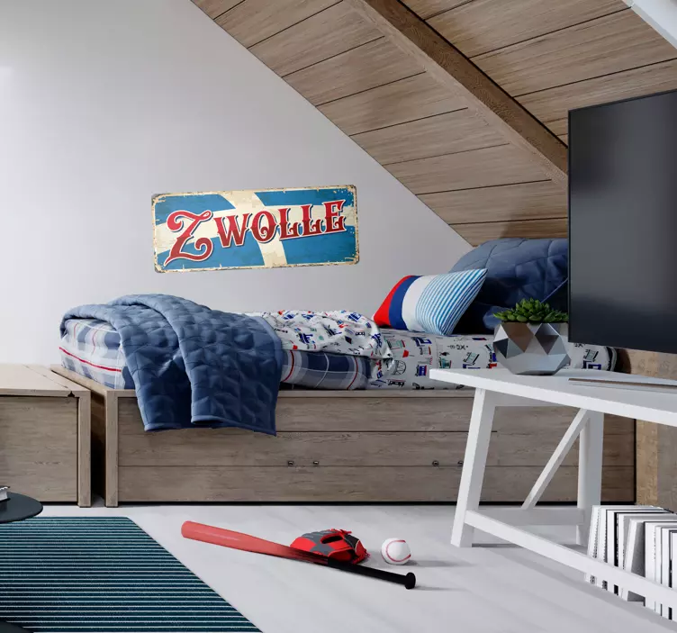 Sticker van Zwolle met vlag - TenStickers