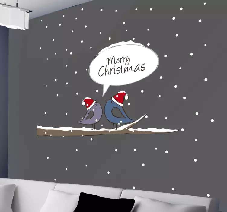 Sticker vogels kerst Merry Christmas - TenStickers
