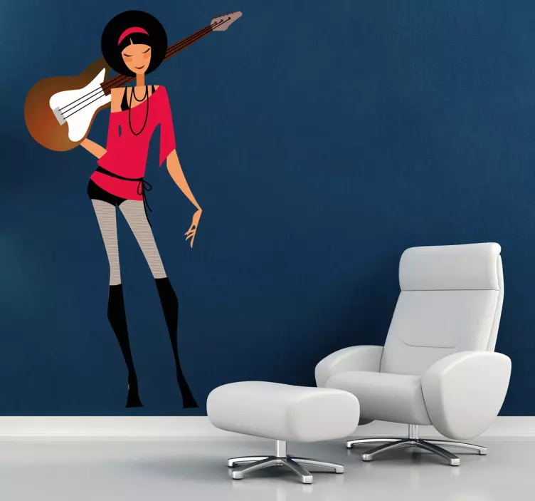 Sticker vrouwlijke gitariste - TenStickers