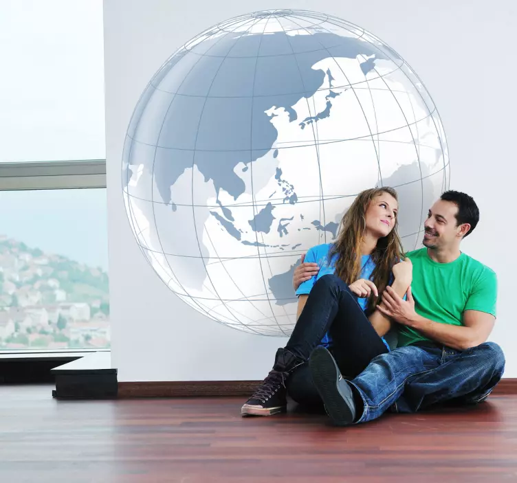 Muursticker wereldkaart met transparant Oceanië - TenStickers