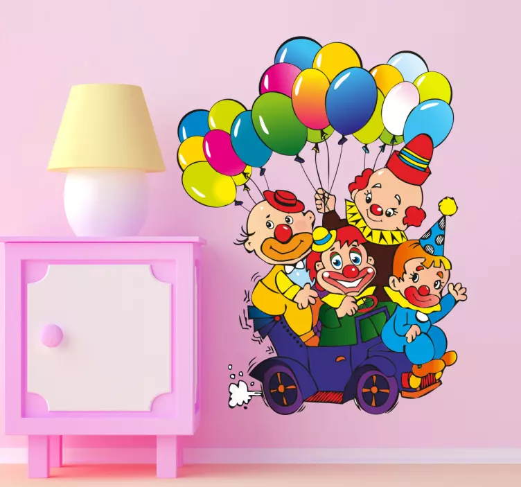 Sticker Zwevende clowns balonnen - TenStickers