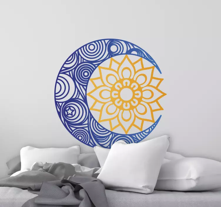 Muurstickers bloemenpatroon Dag en nacht mandala - TenStickers