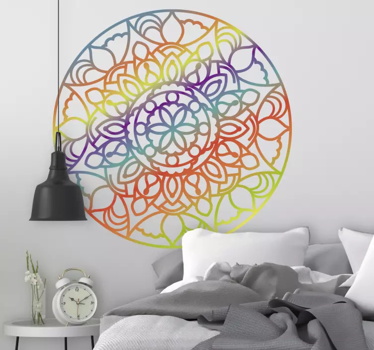 Muurstickers bloemenpatroon Kleurrijke regenboog mandala - TenStickers