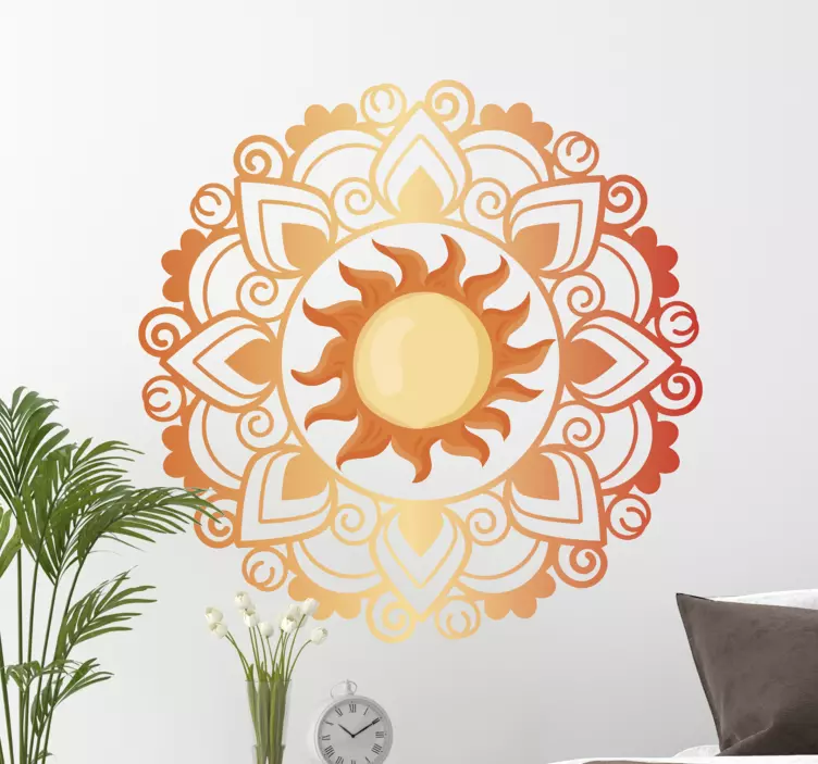 Muurstickers bloemenpatroon Zon mandala - TenStickers