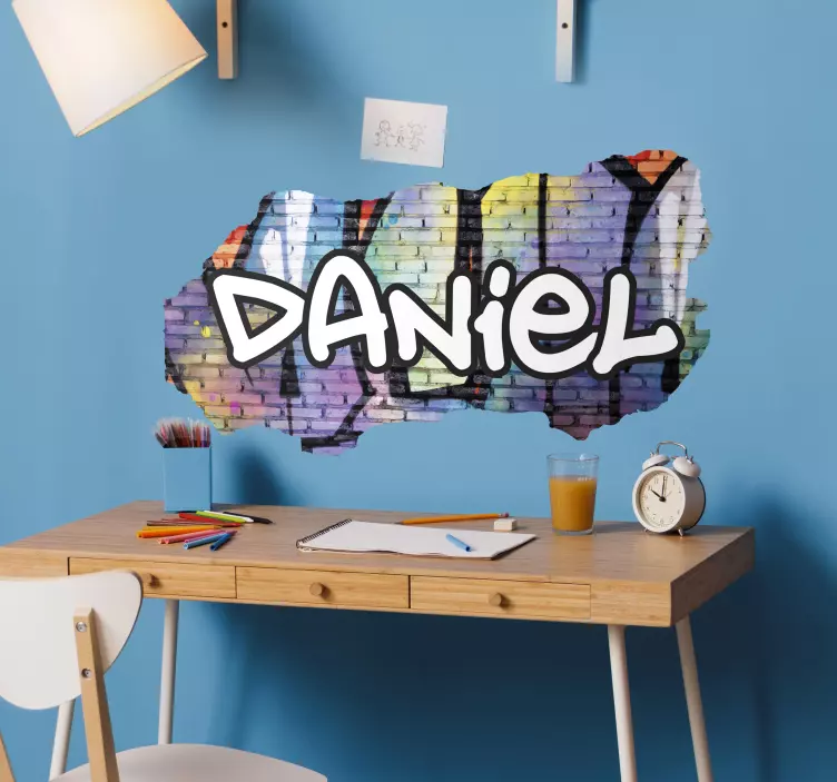 Stickers maken Gebroken bakstenen muur met graffiti - TenStickers