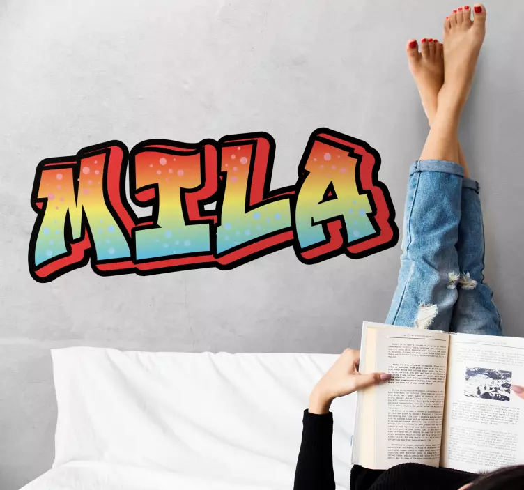 Stickers maken Rood gele en blauwe graffiti naam - TenStickers