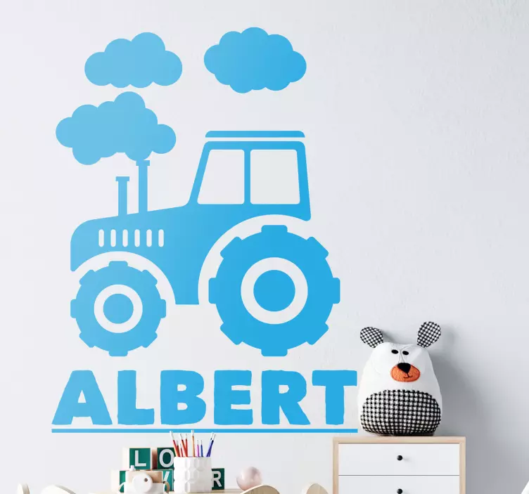 Stickers maken Tractor met wolken - TenStickers