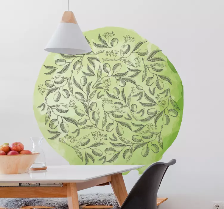Voedsel stickers Getextureerde groene olijftak - TenStickers