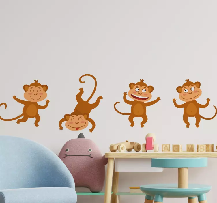 Muurstickers kinderkamer Grappige apen - TenStickers