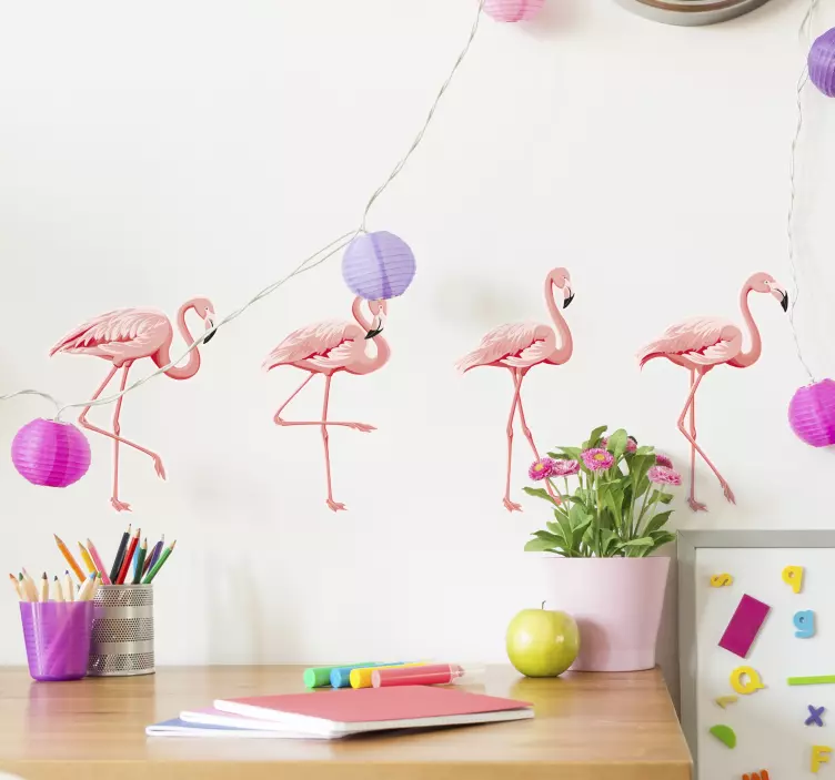 Raamstickers Roze flamingo vogelset - TenStickers