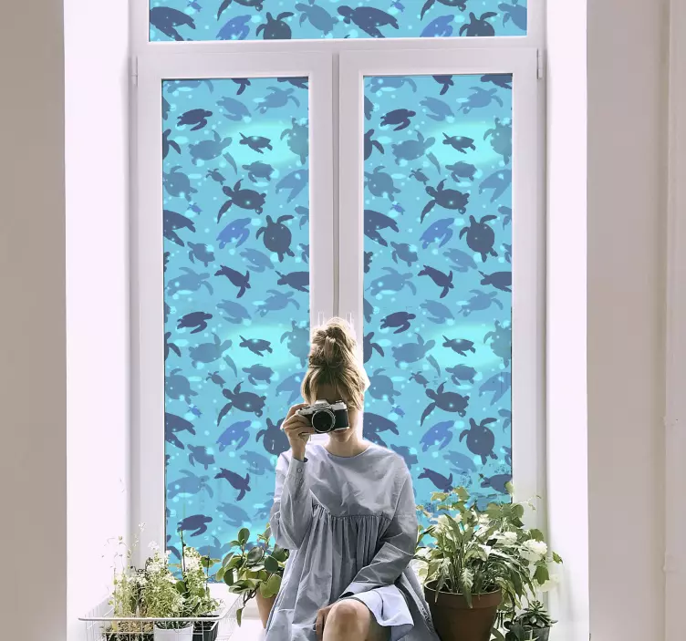 Raamstickers Schildpadden zwemmen - TenStickers