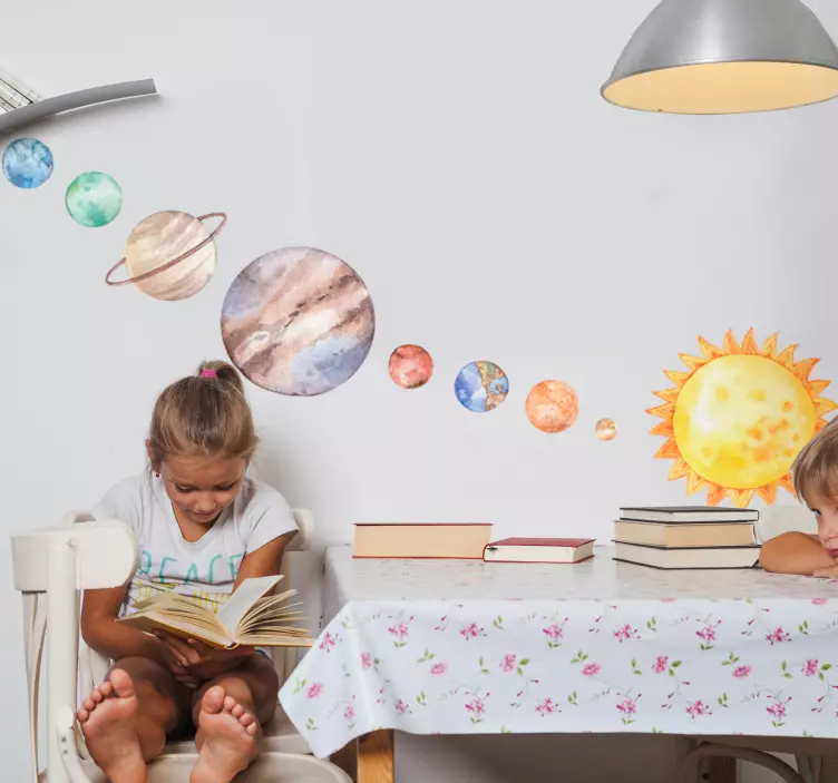 Reis stickers Zonnestelsel aquarel - TenStickers