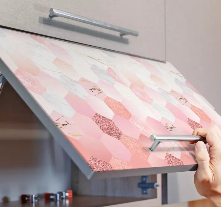 Meubelstickers roze marmer  - TenStickers