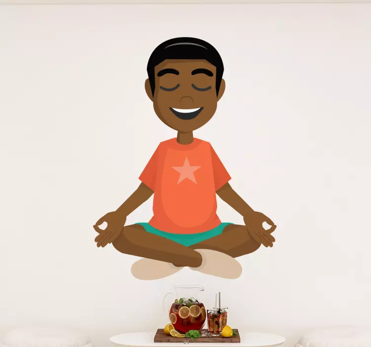 Muurstickers sport Gelukkige yoga jongen - TenStickers
