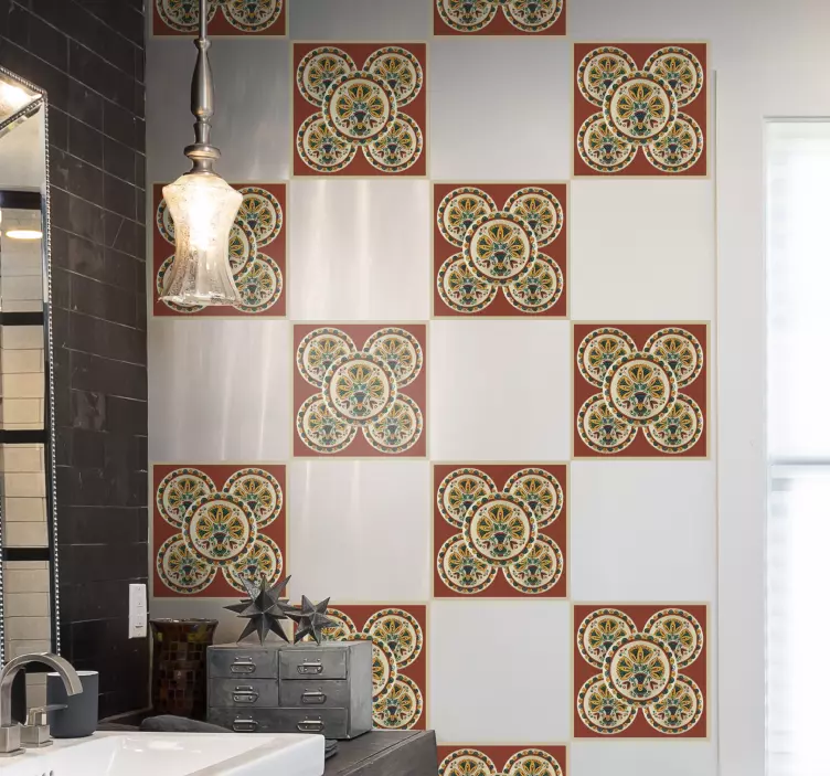 Tegelstickers Gele bloemen horezu patroon - TenStickers