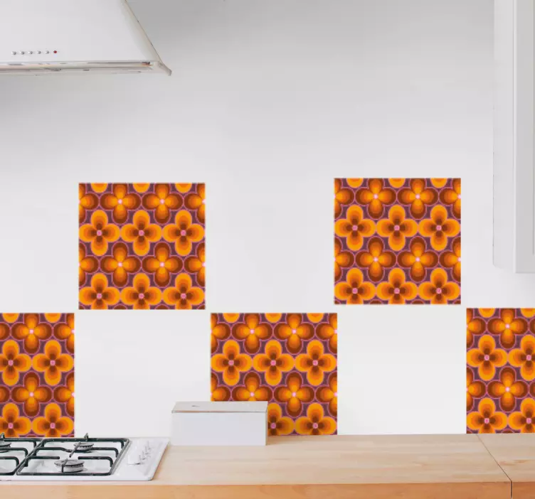 Tegelstickers Retro groovy bloempatroon - TenStickers